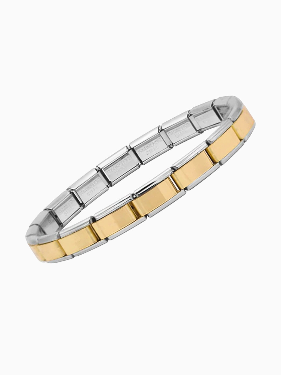 Silver Charm Bracelet with Gold Center 7mm