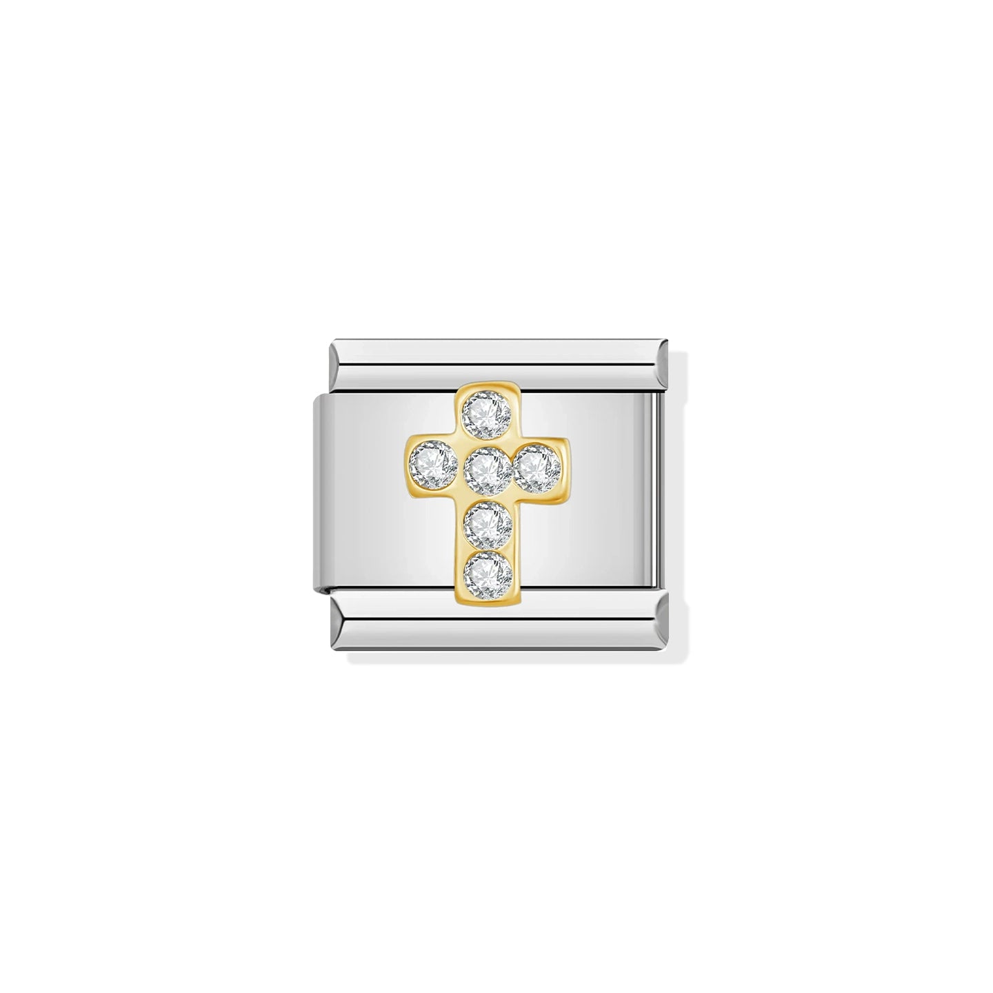 Crystal Cross Silver Charm