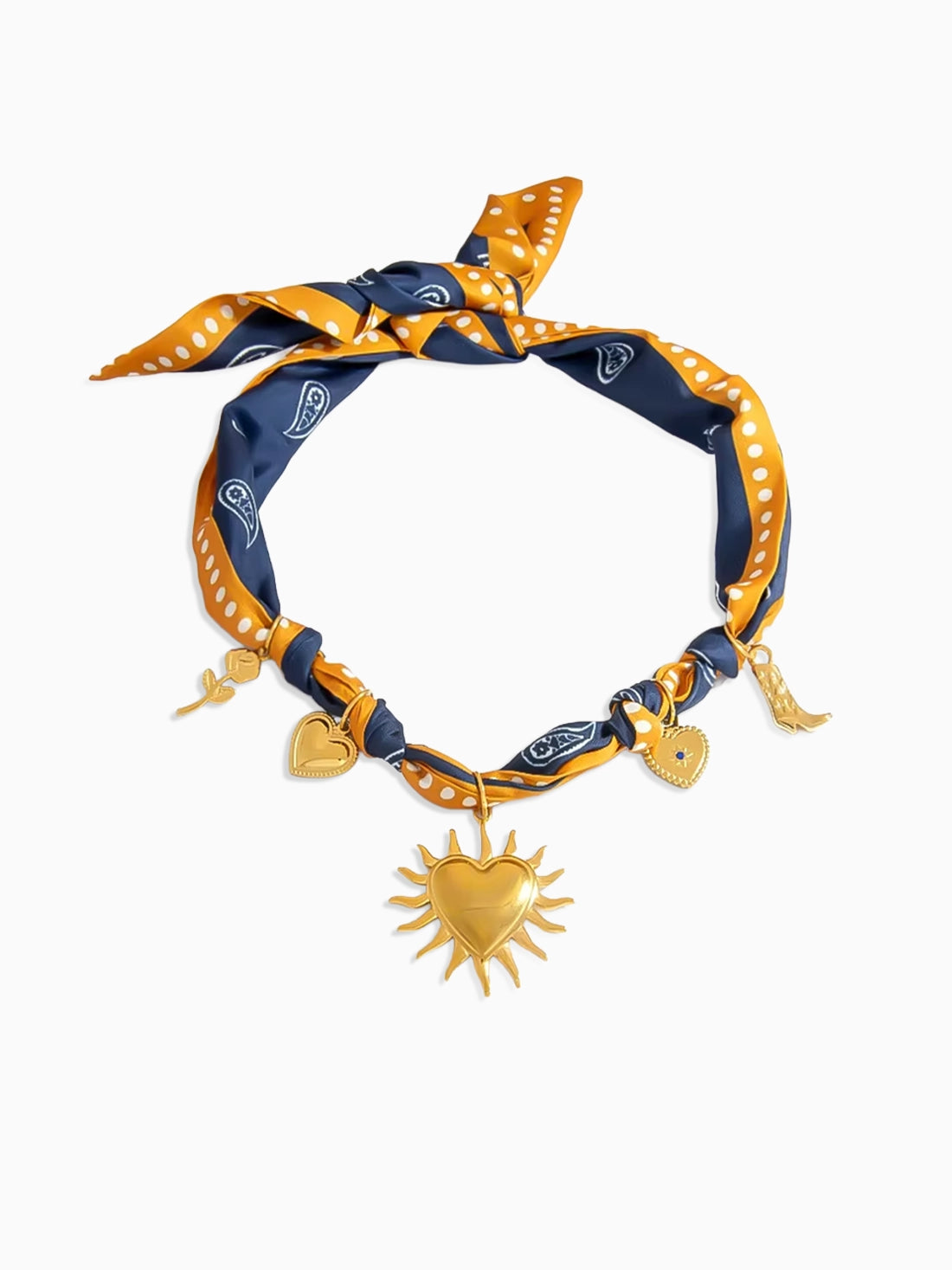 Golden Heart Charm Scarf Necklace