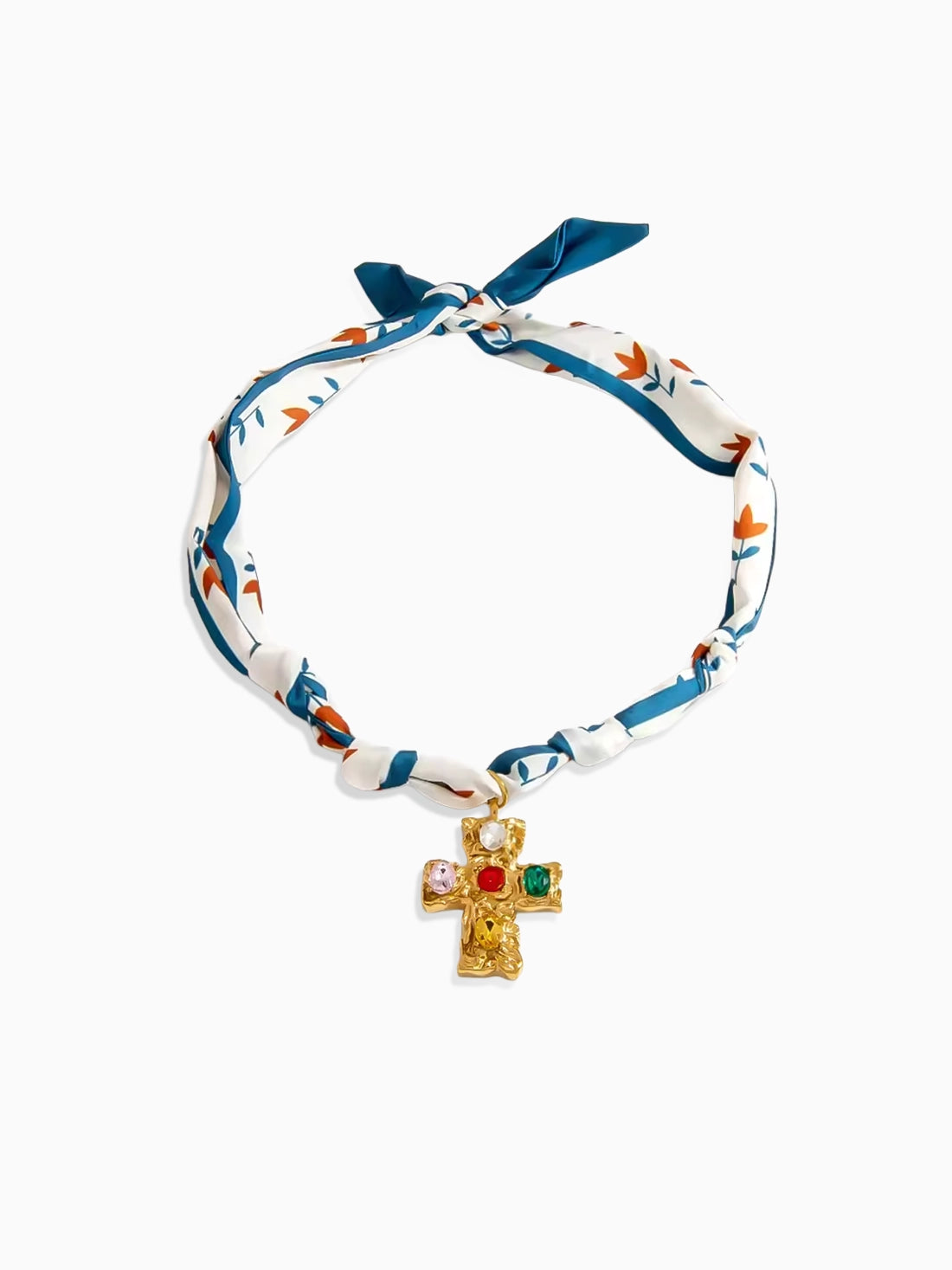 Jewel Cross Scarf Necklace
