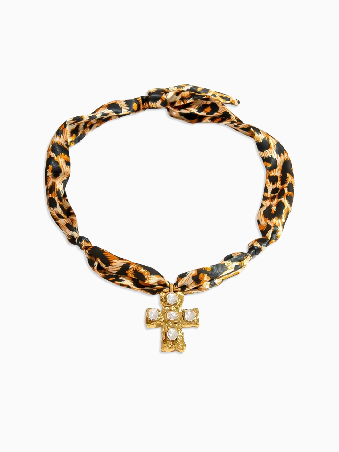 Leopard Cross Scarf Necklace