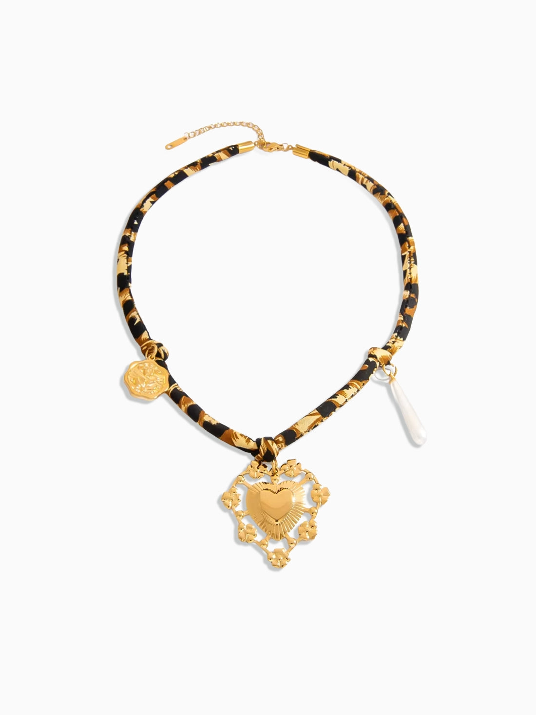 Leopard Floral Heart Necklace