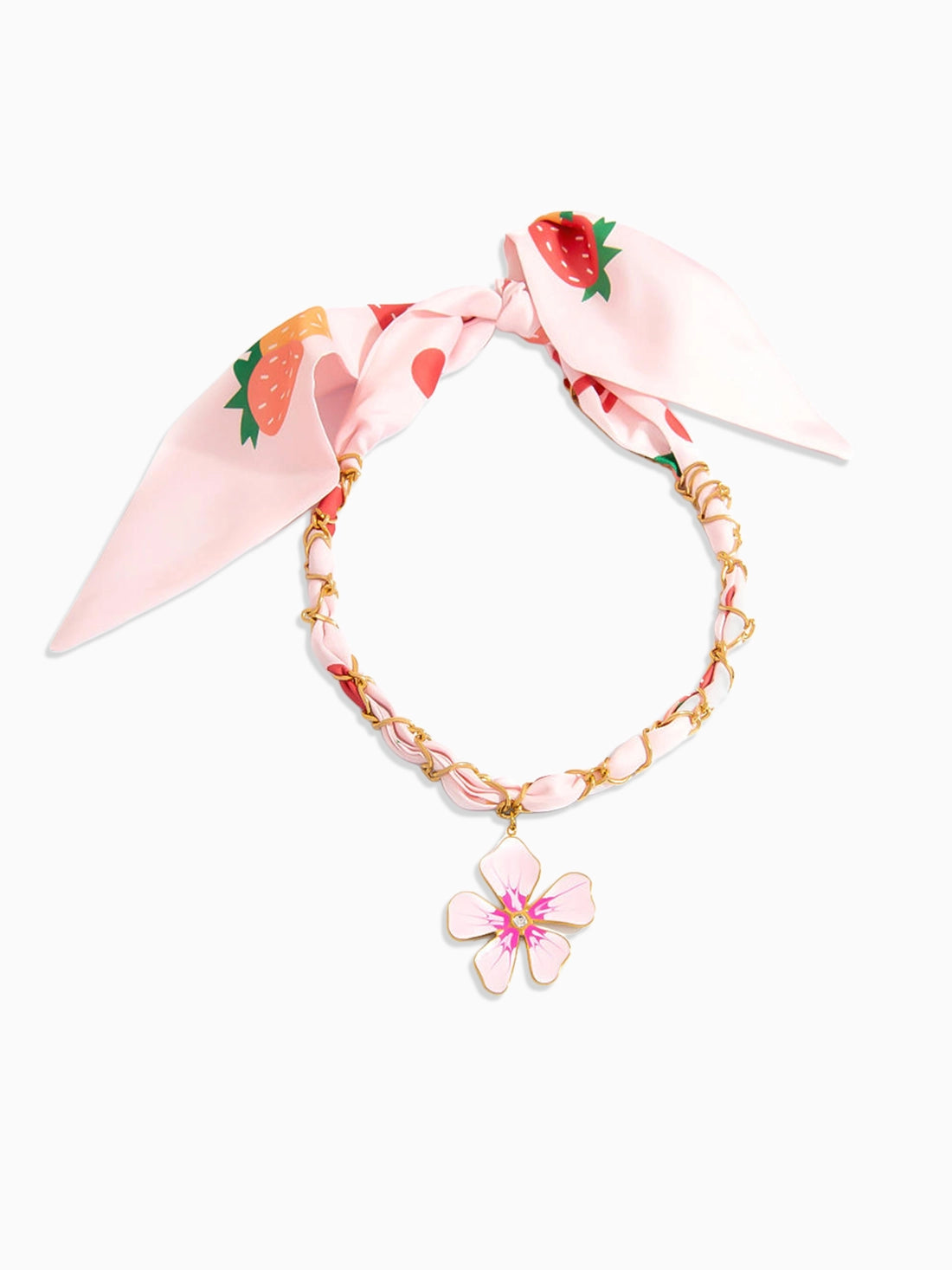 Strawberry Flower Scarf Necklace
