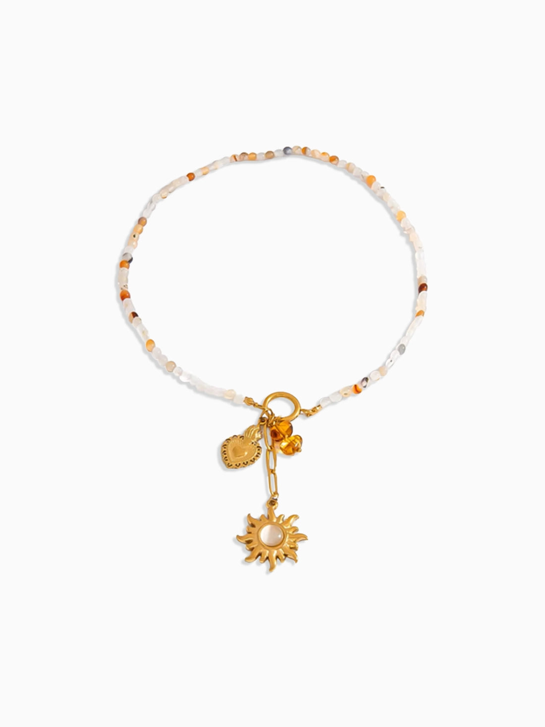 White Bead Sun Necklace