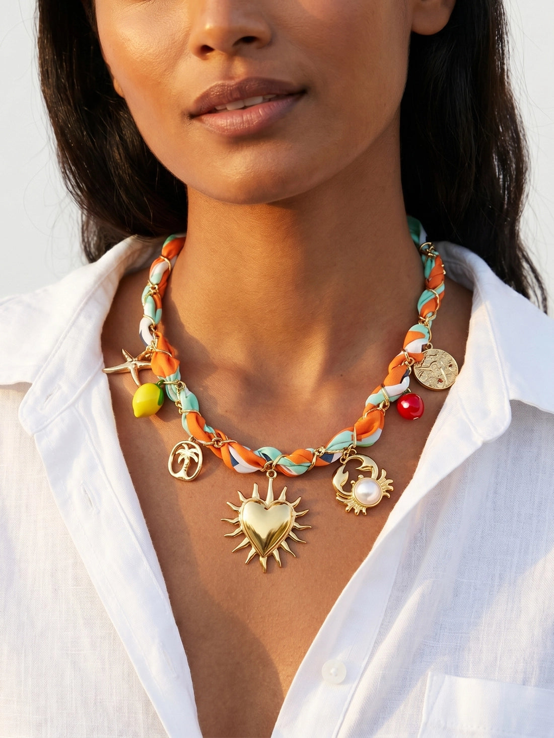 Citrus Charm Scarf Necklace