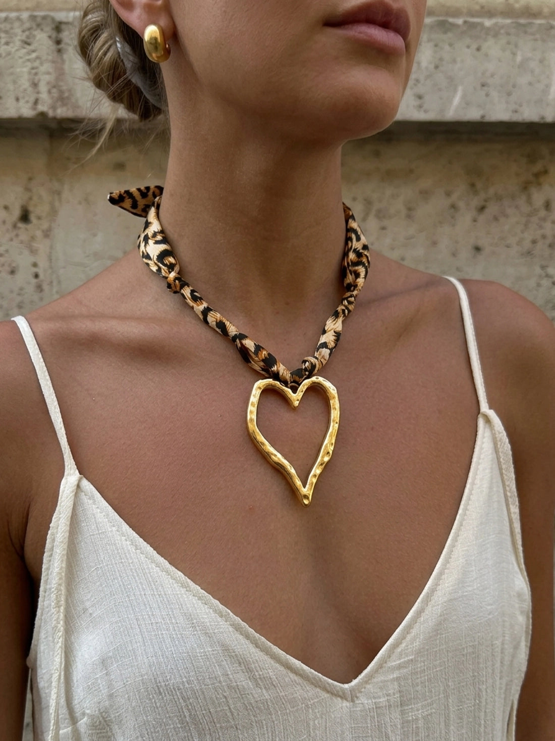 Leopard Heart Scarf Necklace