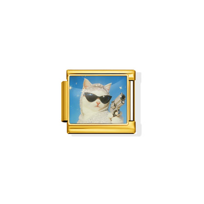 Cat With Gun Charm
