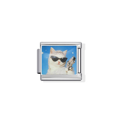 Cat With Gun Charm
