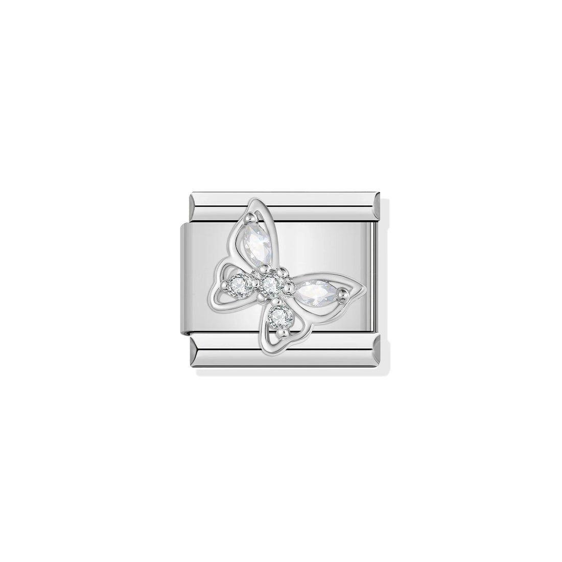 Crystal Butterfly Silver Charm