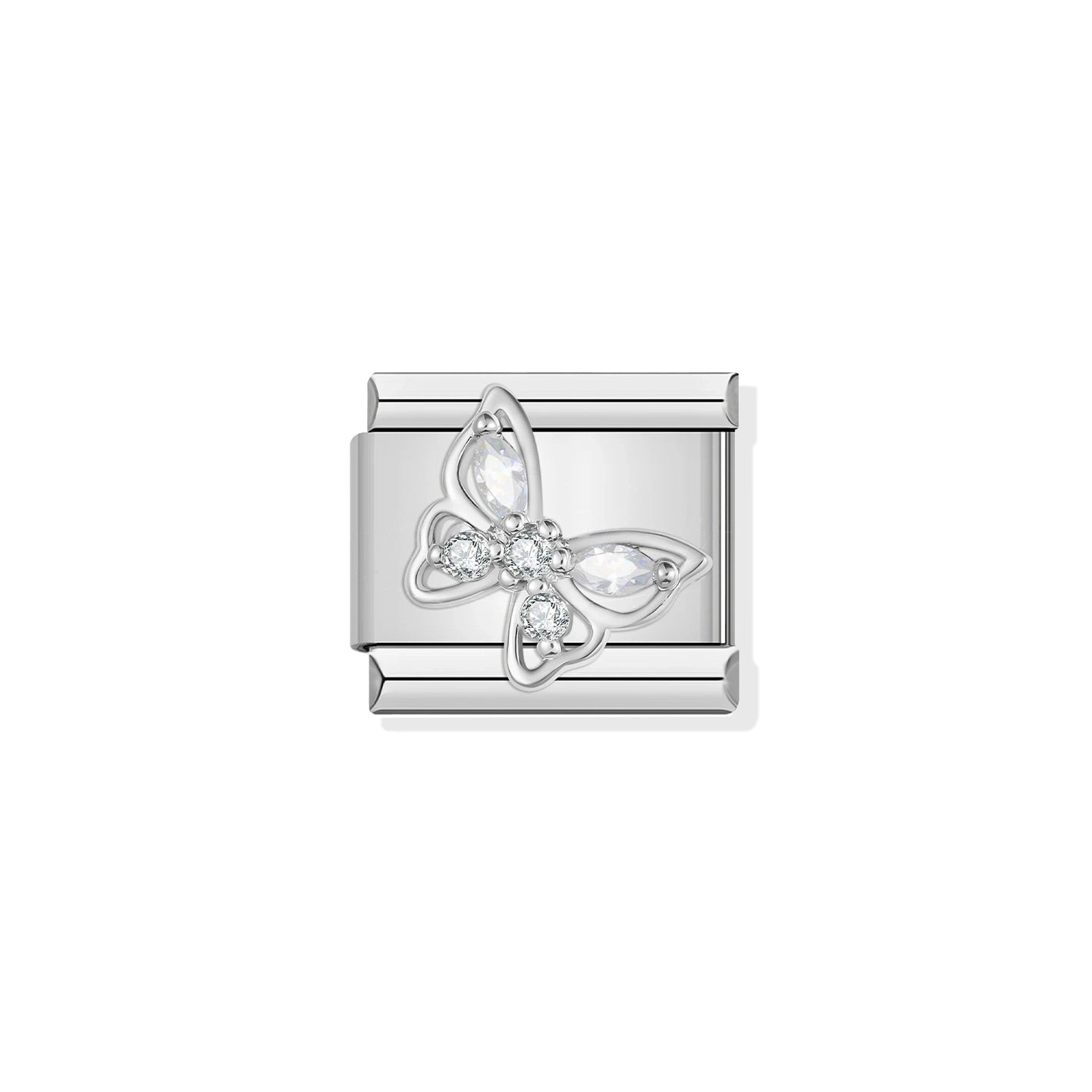 Crystal Butterfly Silver Charm