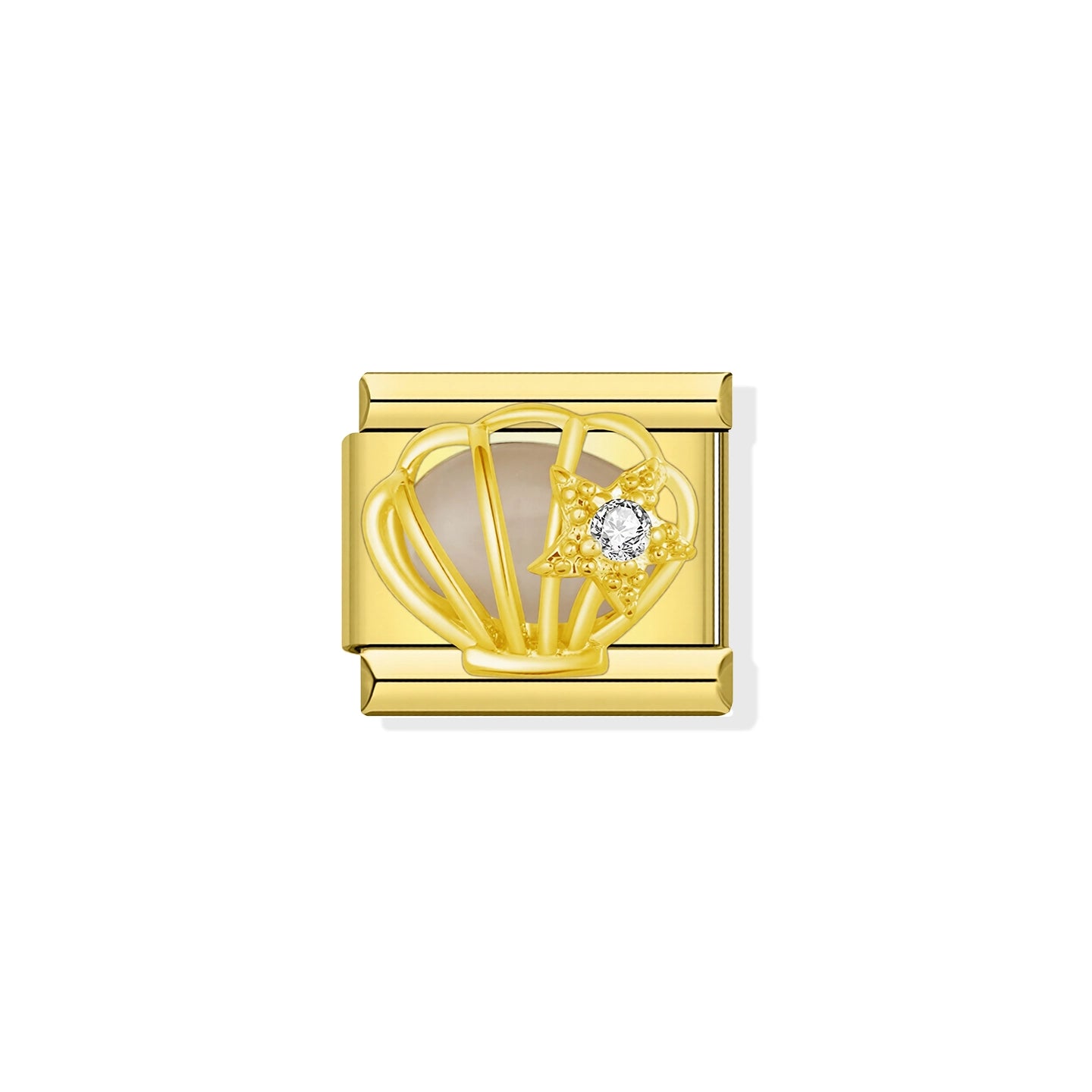 Crystal Seashell Gold Charm