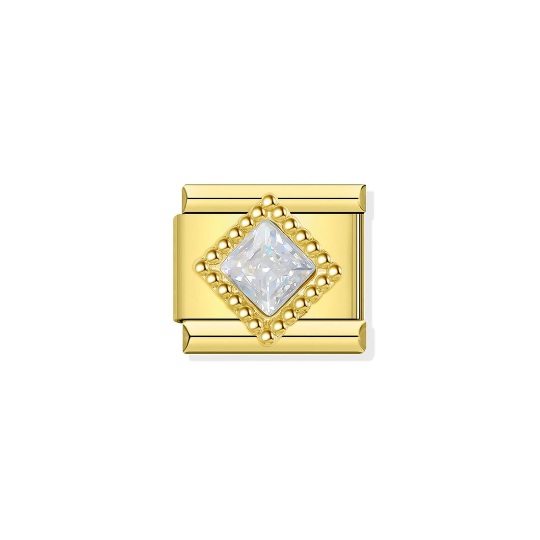 Crystal-cut stone Gold Charm
