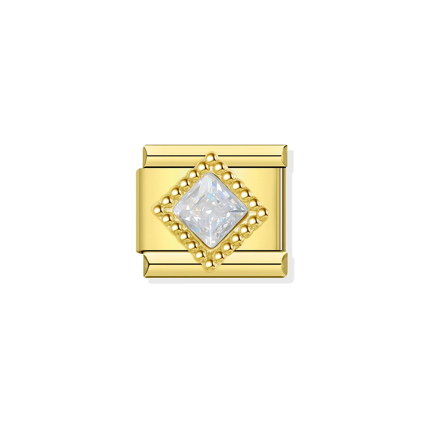 Crystal-cut stone Gold Charm