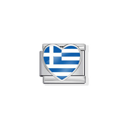 Greece Flag Heart Charm