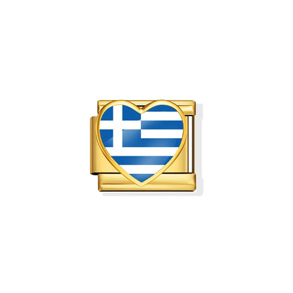 Greece Flag Heart Charm