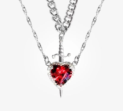 Heart And Sword Necklace Set