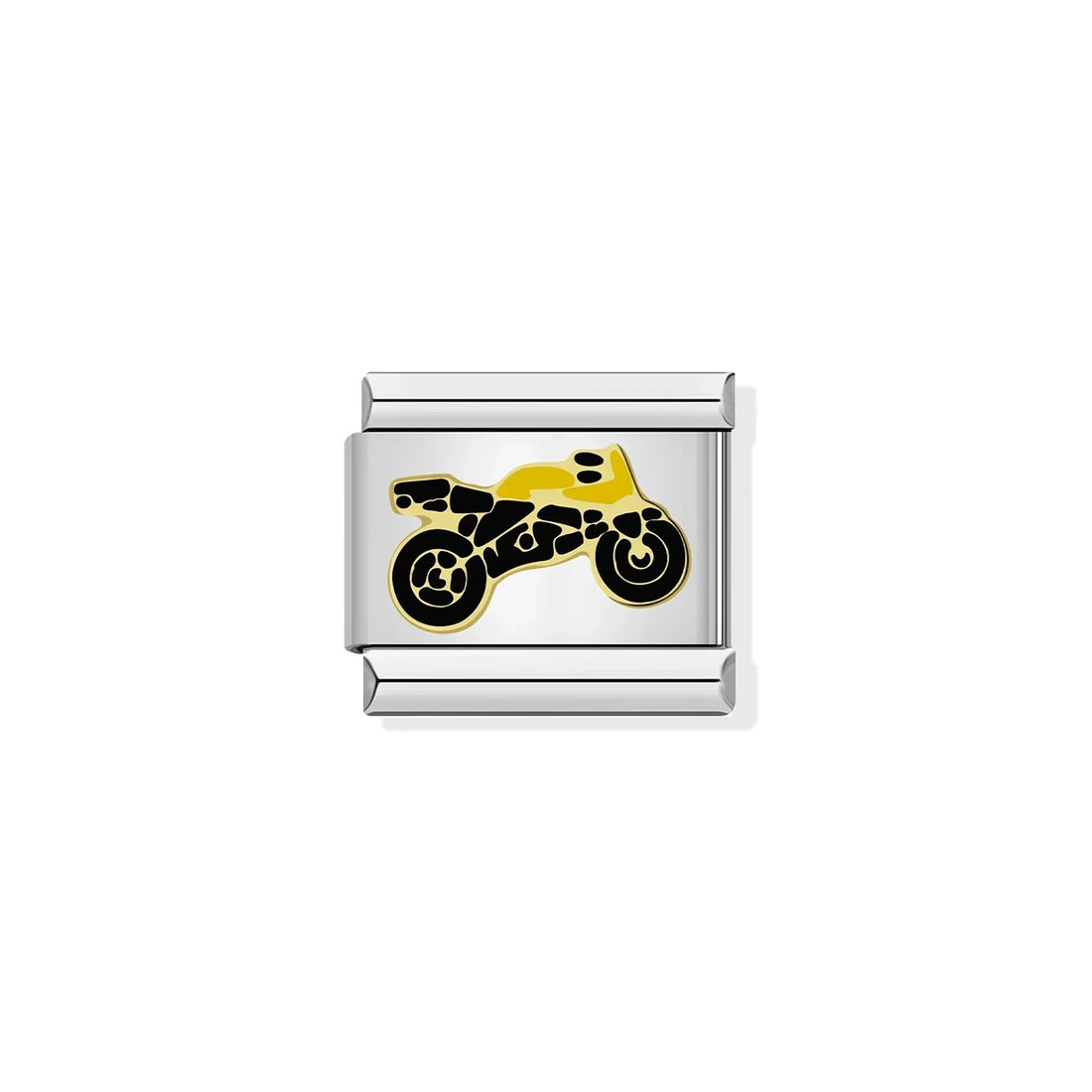 Yellow Motorcycle Silver Charm