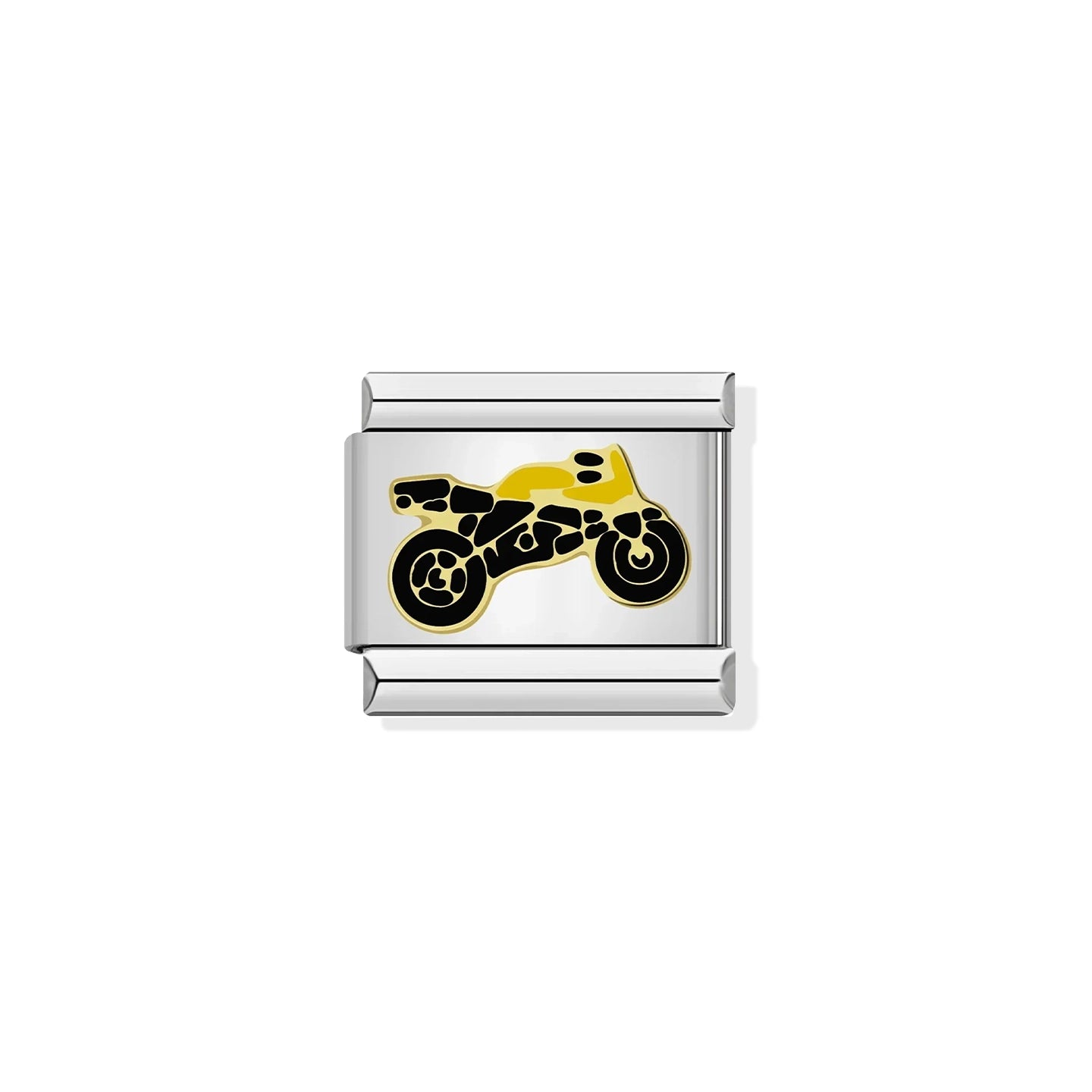 Yellow Motorcycle Silver Charm